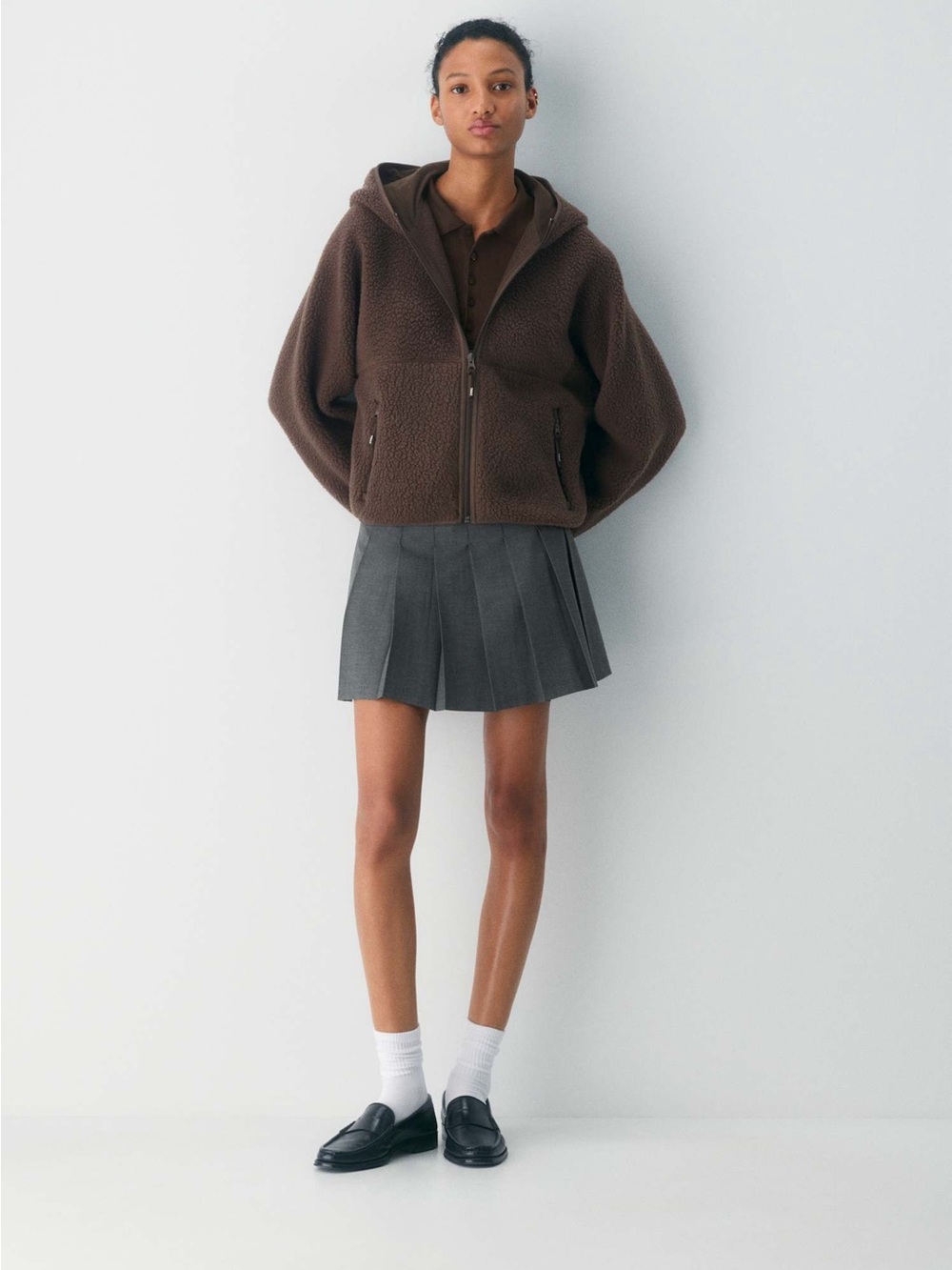 TNA black  Hooded Sherpa Zip Jacket